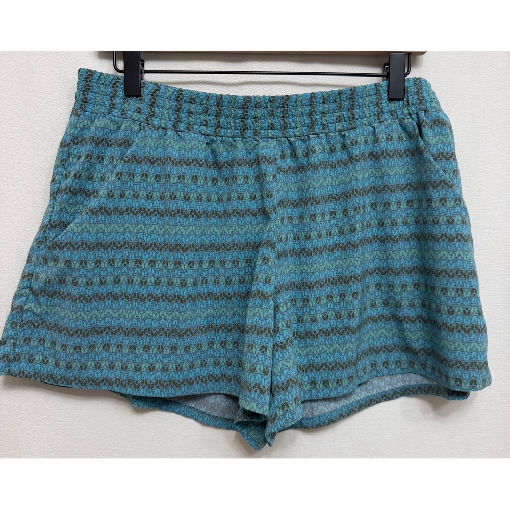 Toad&Co Sunkissed Pull On Short Blue Geometric Print Pockets Size Large